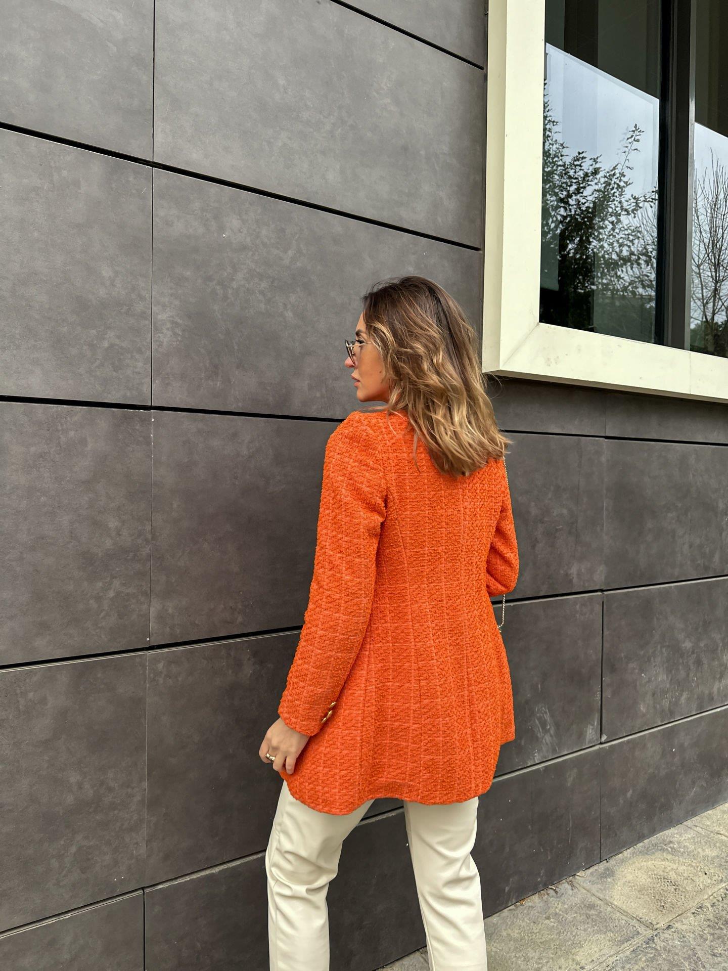 Turuncu Tüvit Blazer Ceket