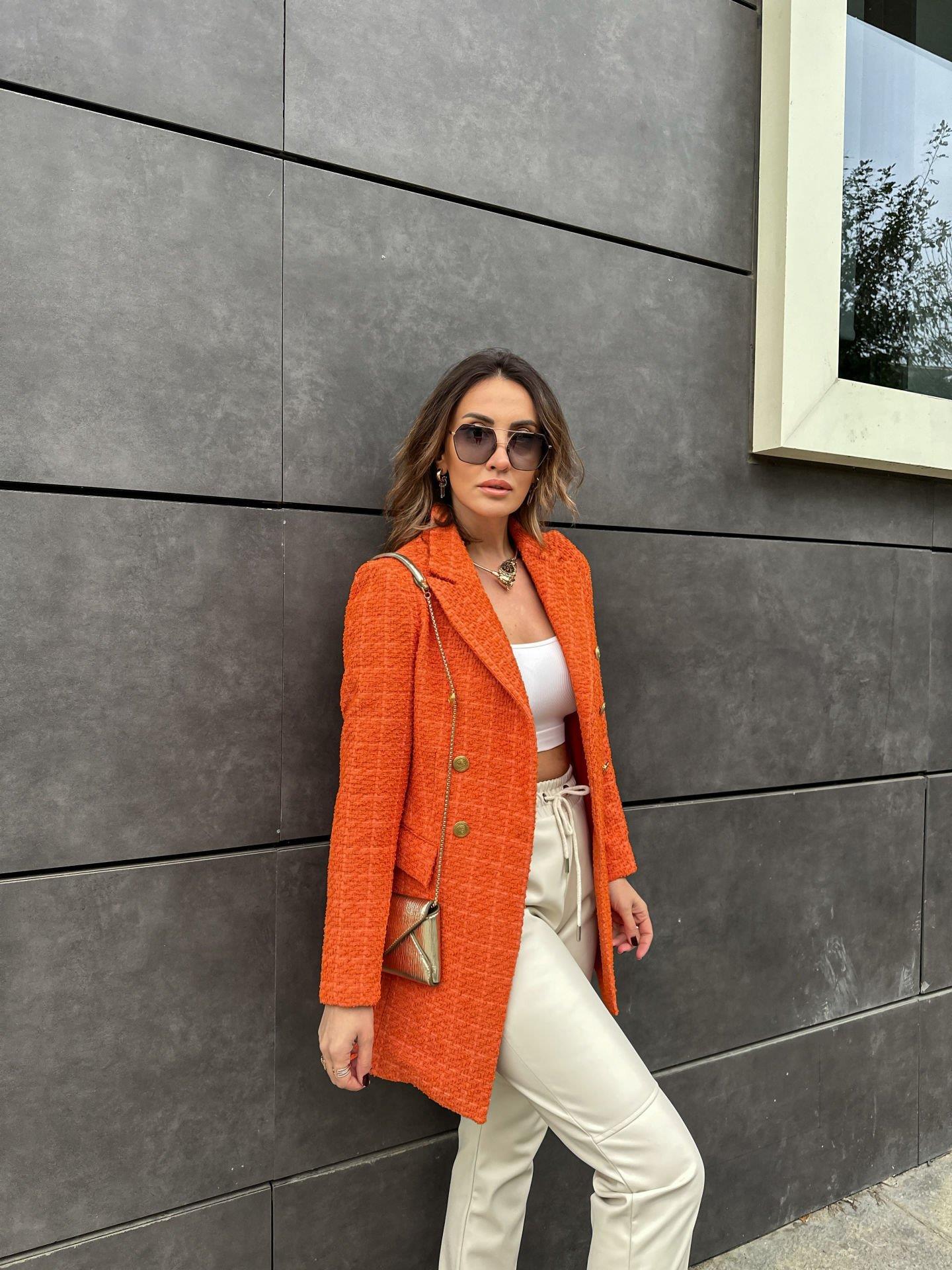 Turuncu Tüvit Blazer Ceket