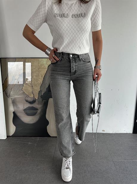 Gri Taşlı Premium Jean | Zerrin Can