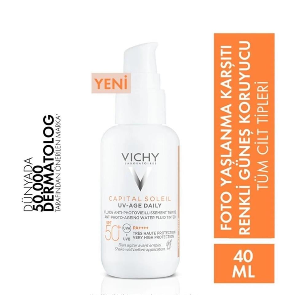 Vichy Capital Soleil SPF50 UV Yaşlanma Karşıtı Güneş Kremi 40 ml - Renkli