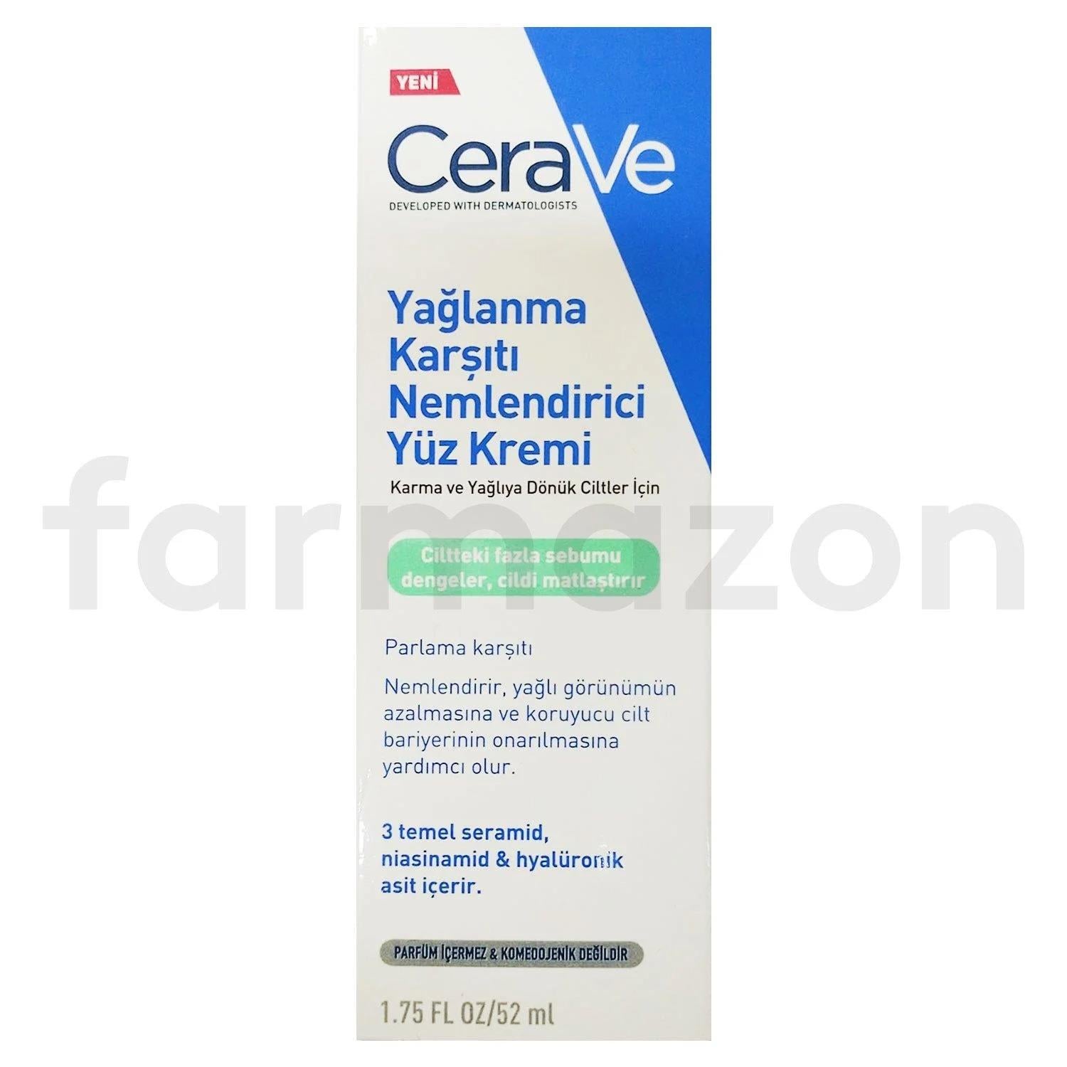 Cerave Yağlanma Karşıtı Nemlendirici Yüz Kremi 52 ml