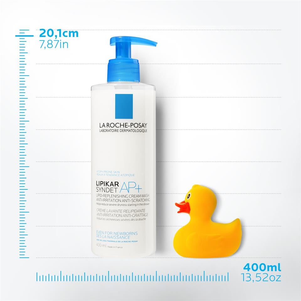 La Roche-Posay Lipikar Syndet AP+ Çok Kuru ve Atopiye Eğilim Gösterebilen Ciltler için Bebek, Çocuk, Yetişkin Vücut Yıkama Jeli 400 ml
