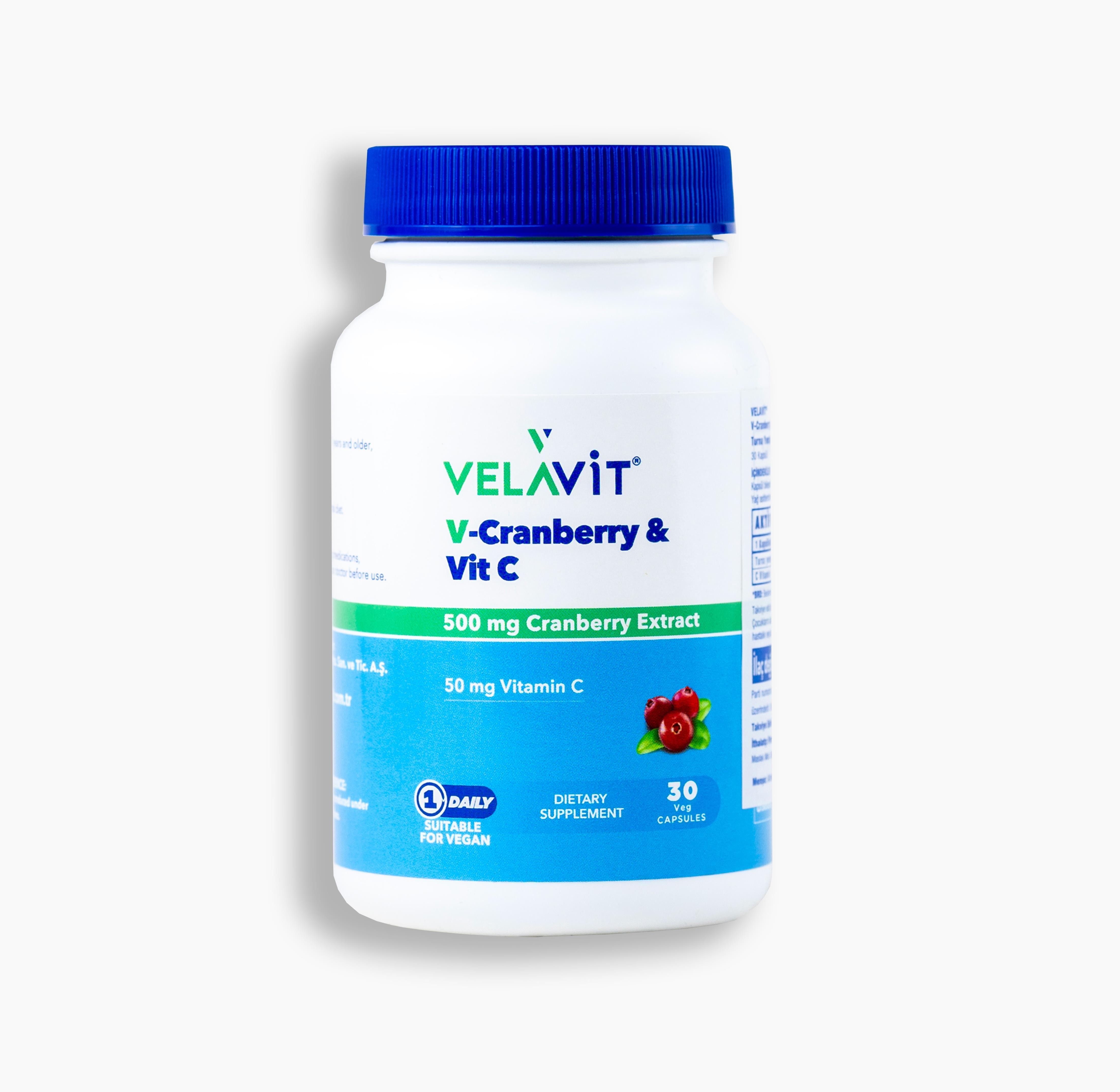 Velavit® V-Cranberry & Vit C- 30 Kapsül