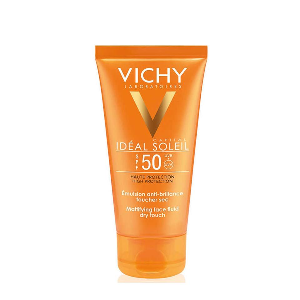Vichy Ideal Soleil SPF50+ Karma ve Yağlı Cilt Tipleri için Parlamaya Karşı Etkili Güneş Koruyucu 50 ml