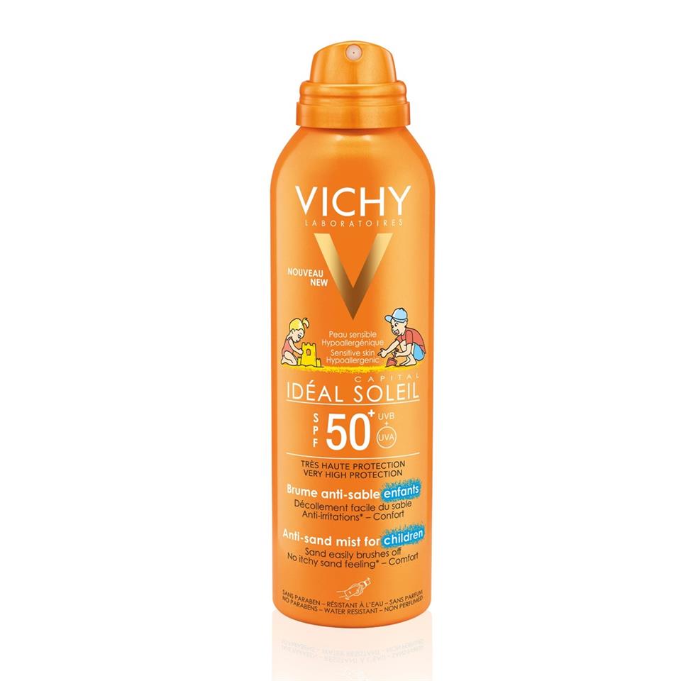 Vichy Ideal Soleil SPF50+ Kum Yapışmalarına Karşı Çocuklar için Yüksek Korumalı Güneş Spreyi 200 ml