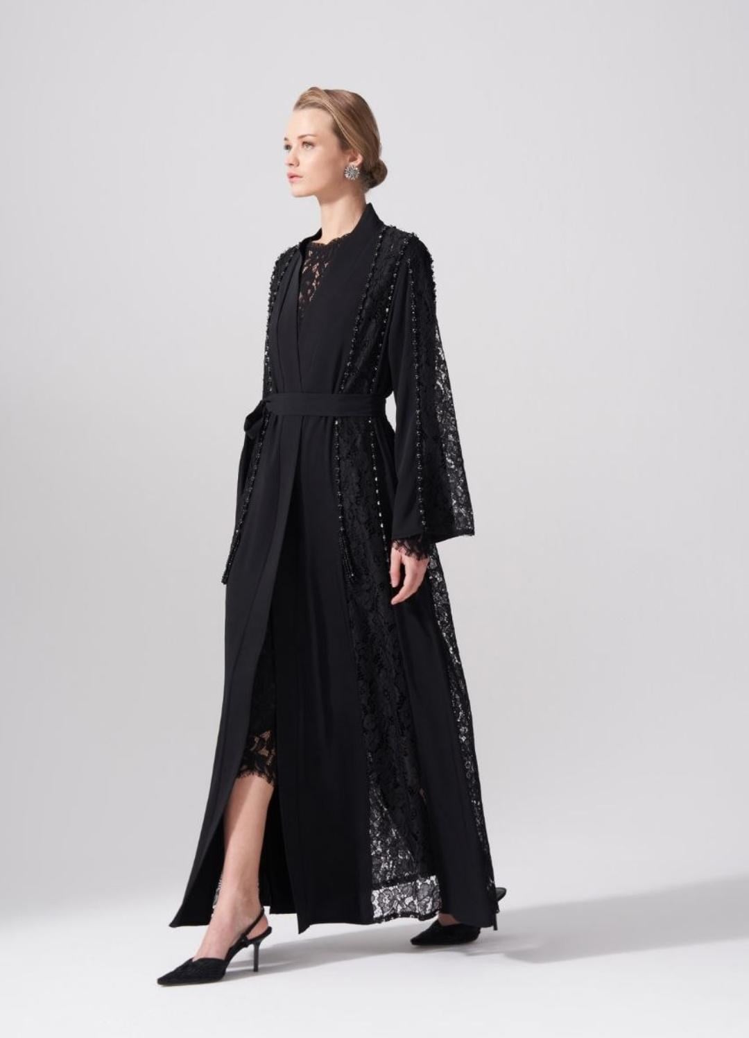 ETRUCCİ DANTEL DETAY ABAYA