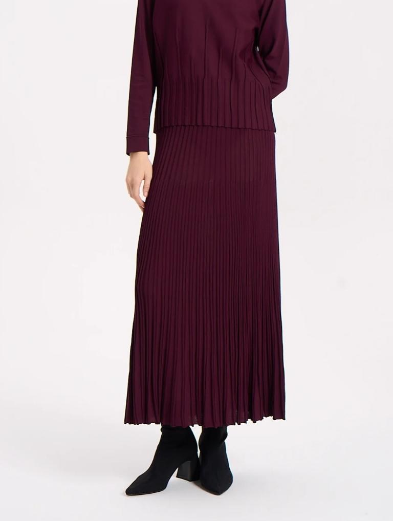 NİLİWİ RİP ÖRGÜ PİLİSE ETEK RAYON
