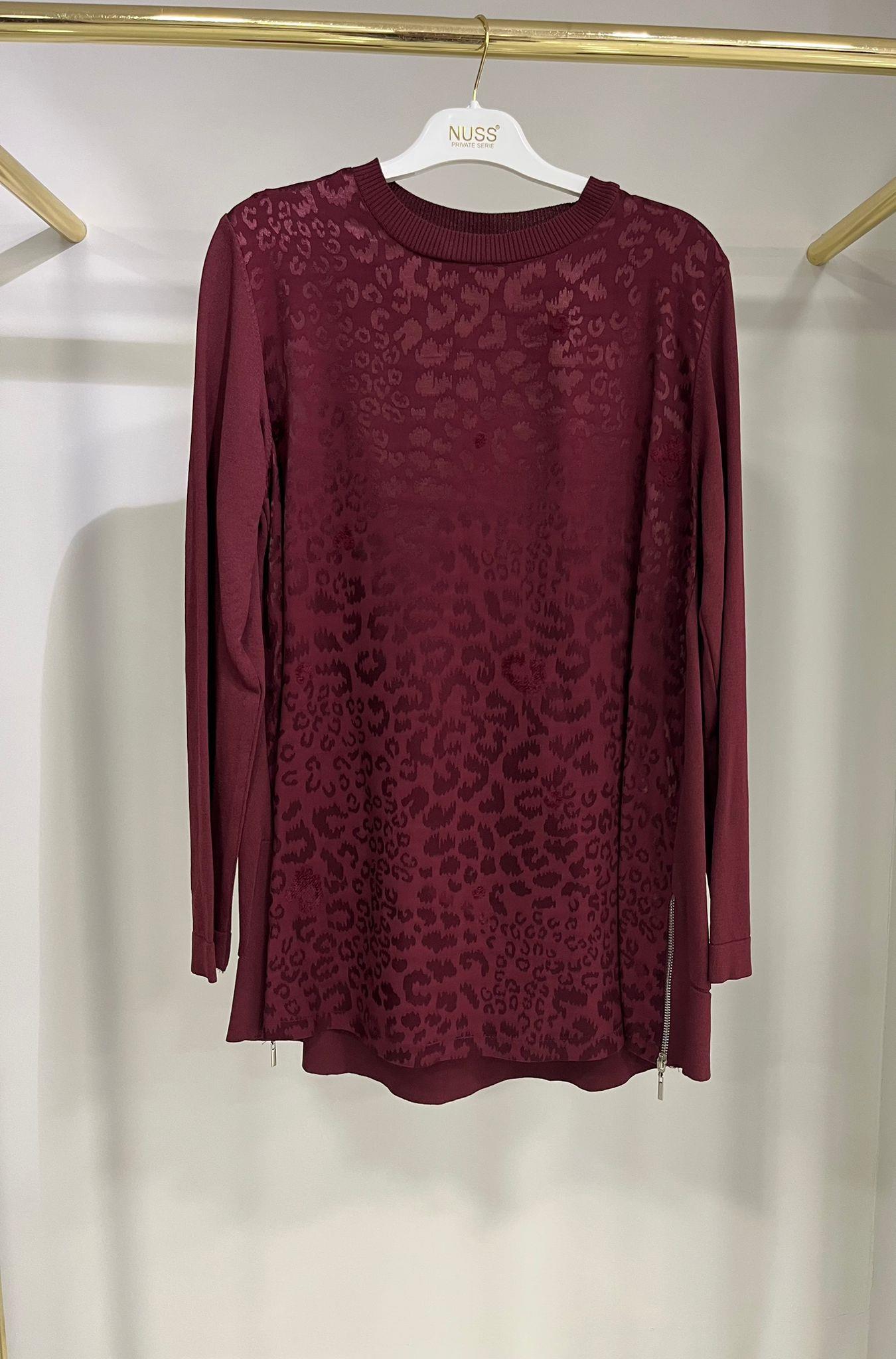Nuss Leopar Desen Bordo Tunik