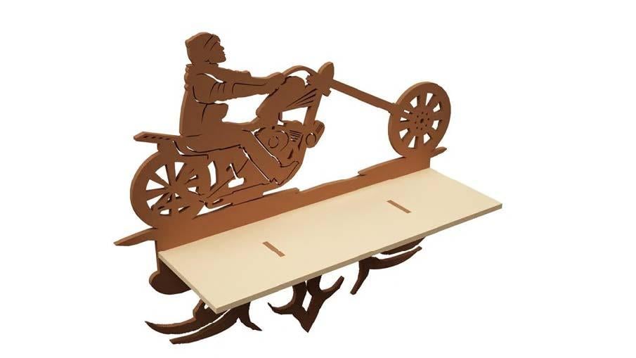 Ahşap Choper Rider | Kitap & Ürün Rafı