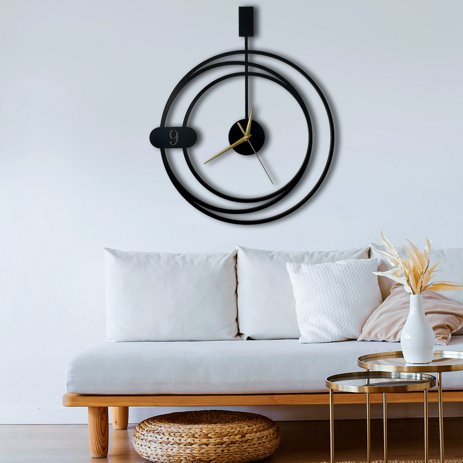 Modern Metal Duvar Saati | 9/12 Uzun