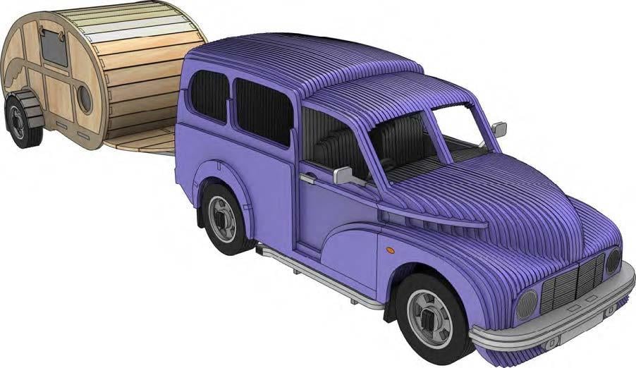 Morris Minor & Karavan Araba Maketi | Orta Seviye