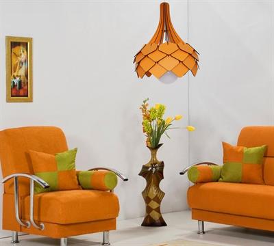 AVİZEDekoratif Ahşap Avize | Buket Tasarımlı - Turuncu3D Sergi