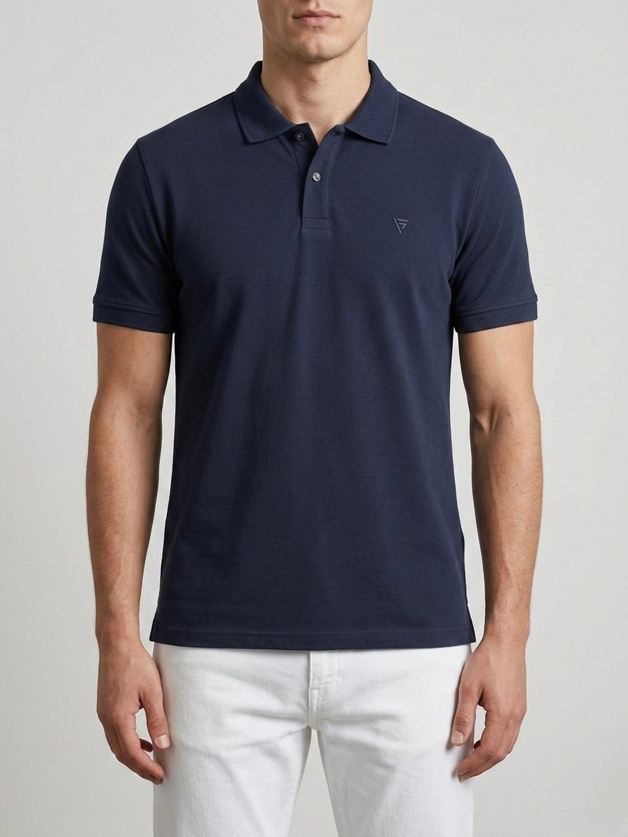  Erkek Polo Yaka Basic Kısa Kollu Günlük T-Shirt - Lacivert