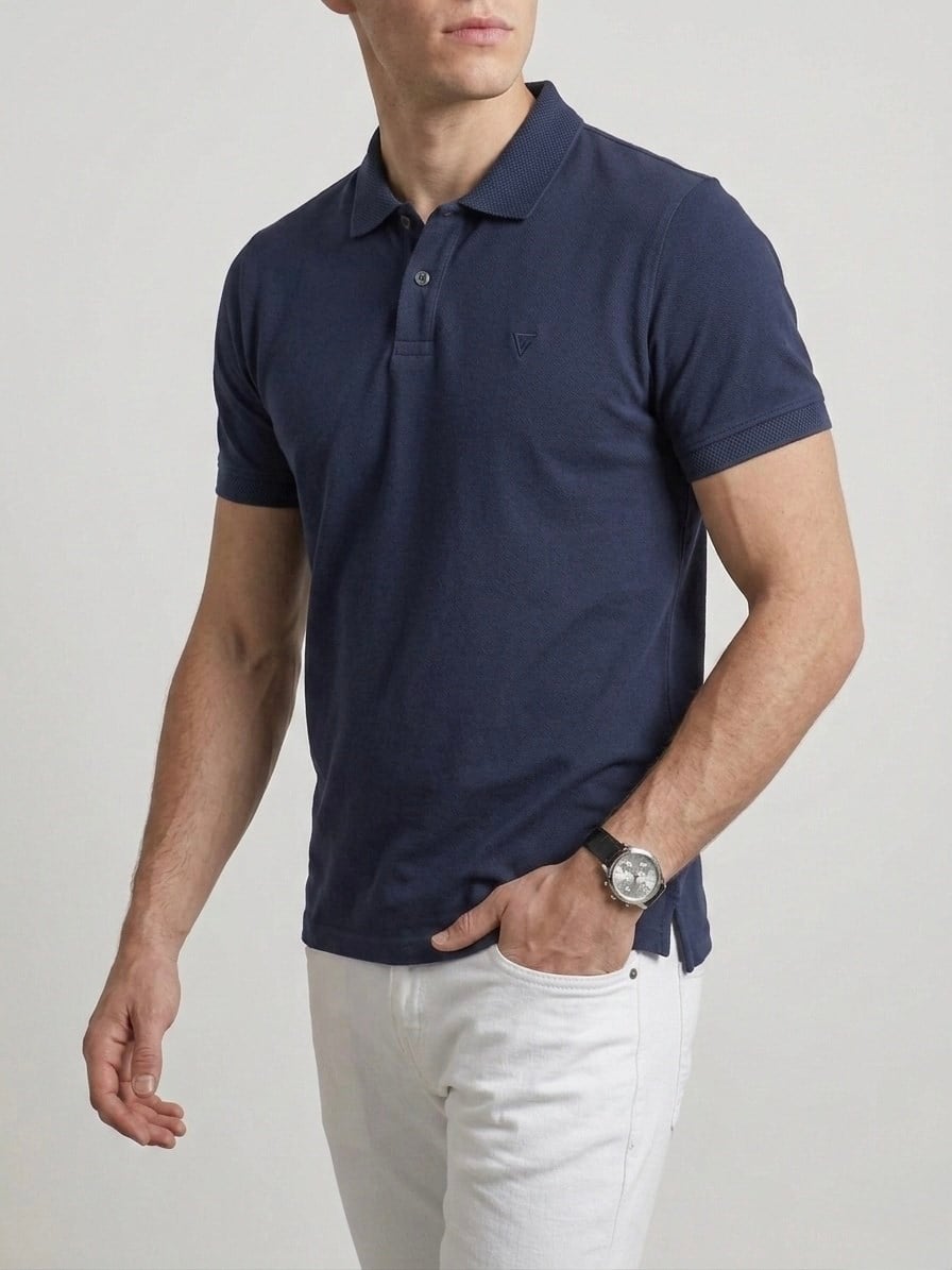  Erkek Polo Yaka Basic Kısa Kollu Günlük T-Shirt - Lacivert