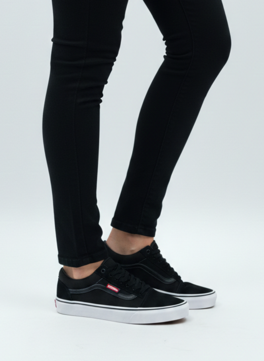 Bağcıklı Unisex Spor Sneaker - Siyah Taba Beyaz