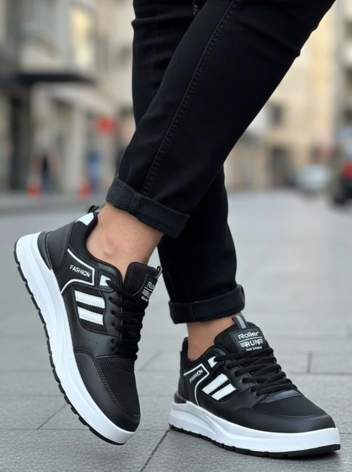 Erkek Anorak Fuspetli Spor Ayakkabı - Siyah Beyaz