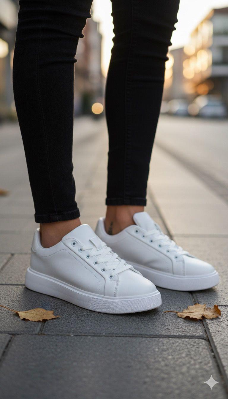 Unisex Su Geçirmez Faylon Taban Sneaker - Beyaz