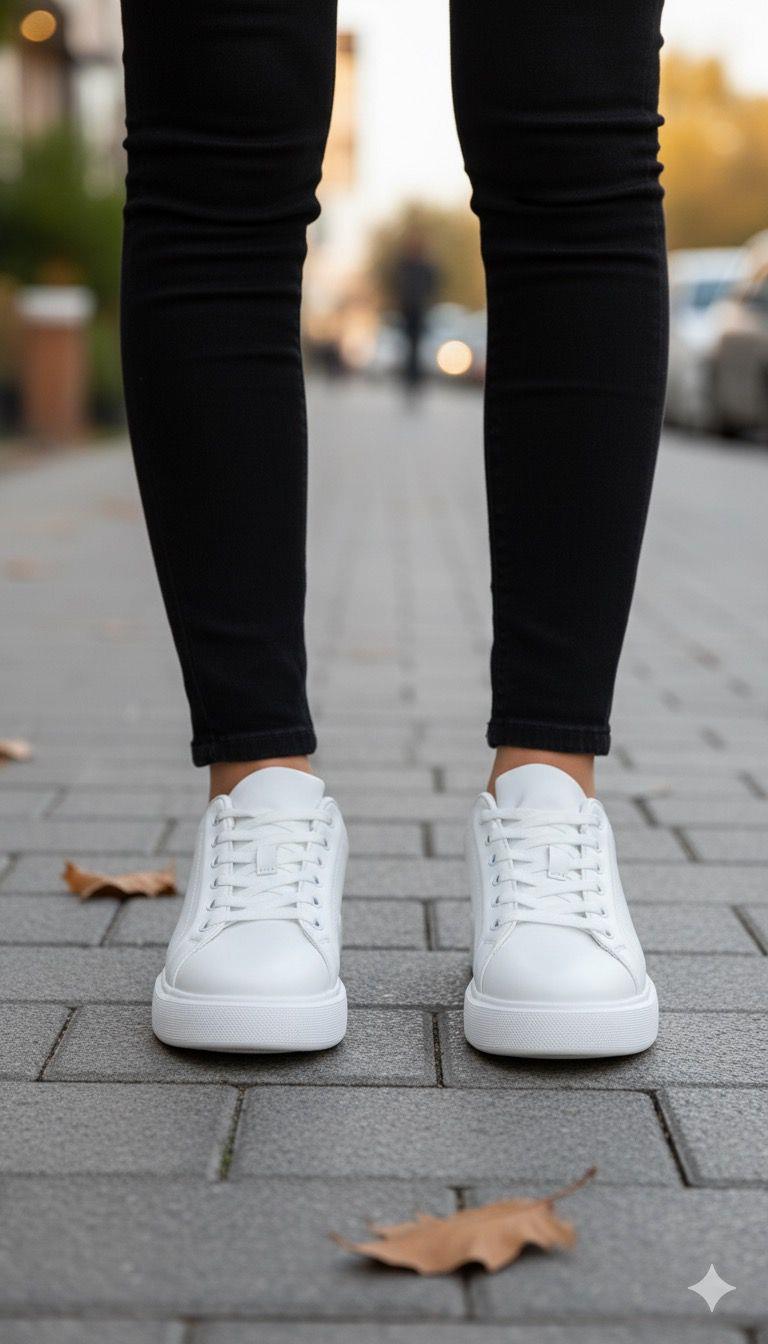 Unisex Su Geçirmez Faylon Taban Sneaker - Beyaz
