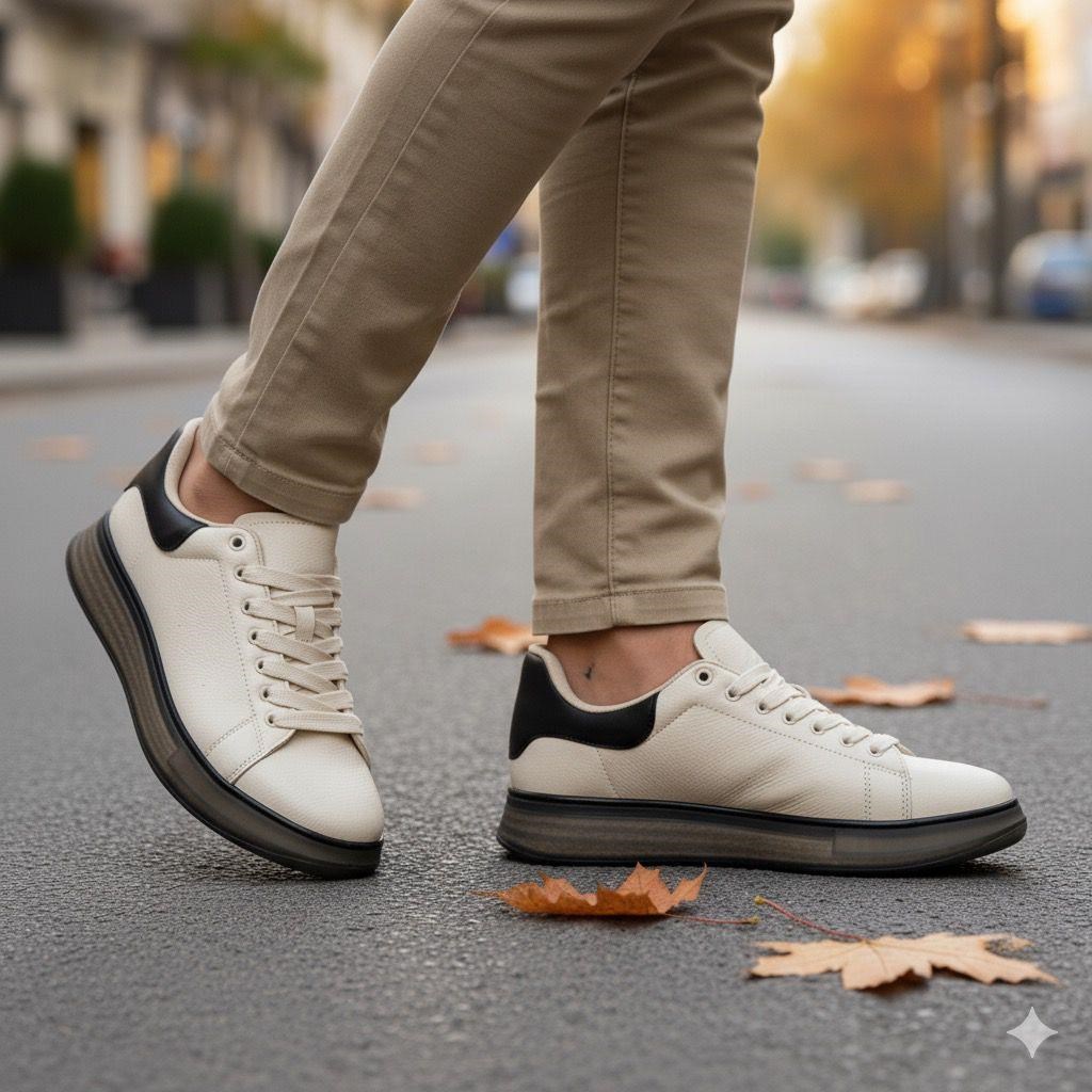 Erkek Kalın Tabanlı Spor Sneaker - Bej