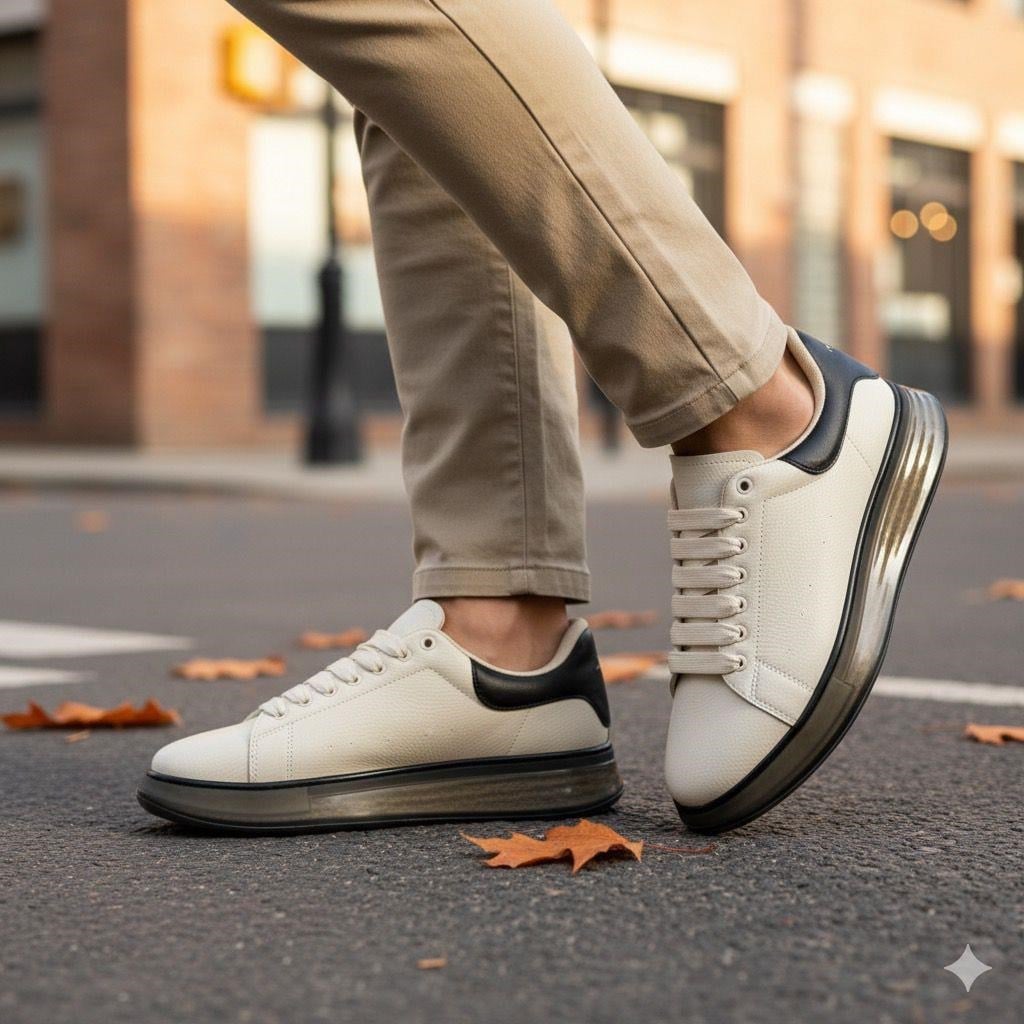 Erkek Kalın Tabanlı Spor Sneaker - Bej