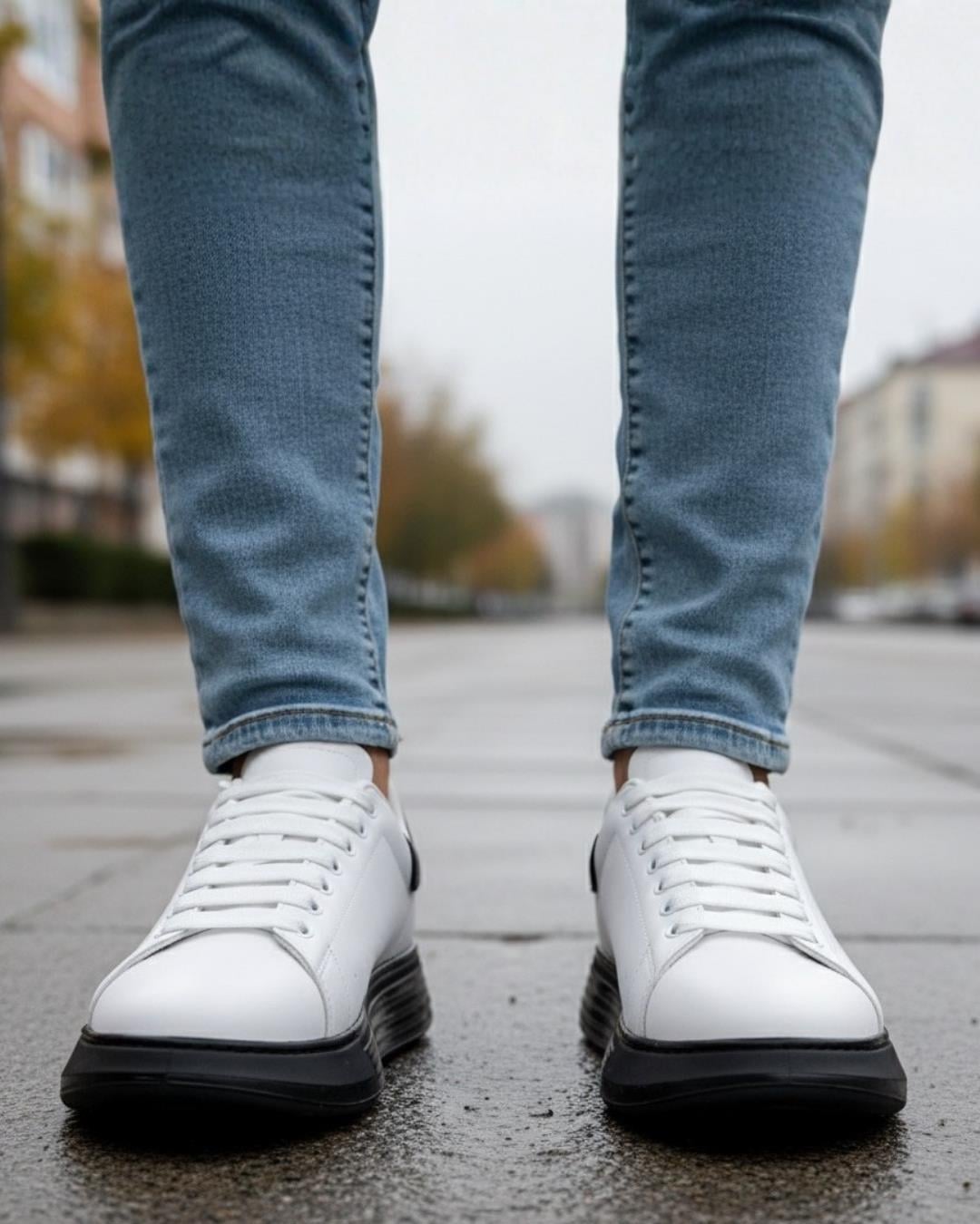 Erkek Kalın Tabanlı Spor Sneaker - Beyaz