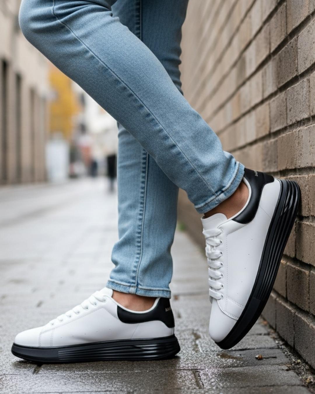 Erkek Kalın Tabanlı Spor Sneaker - Beyaz