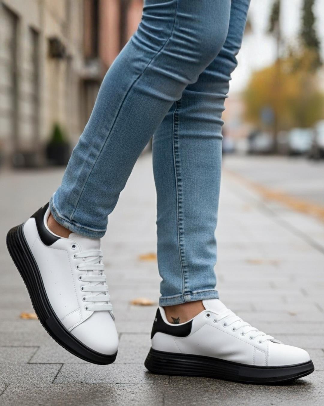 Erkek Kalın Tabanlı Spor Sneaker - Beyaz