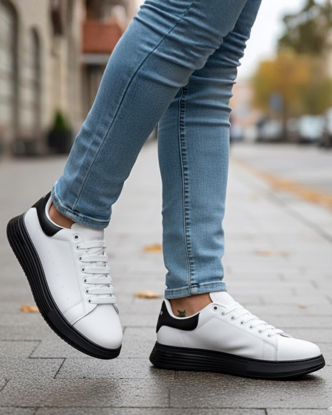 Erkek Kalın Tabanlı Spor Sneaker - Beyaz