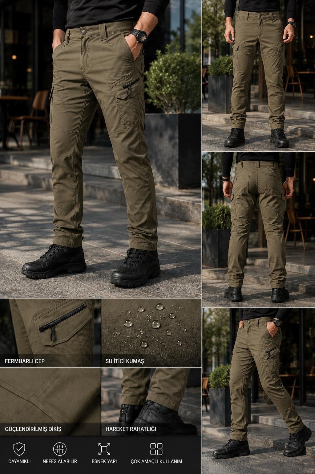 Erkek Outdoor Taktik Pantolon  Çok Cepli Esnek Kargo Pantolon