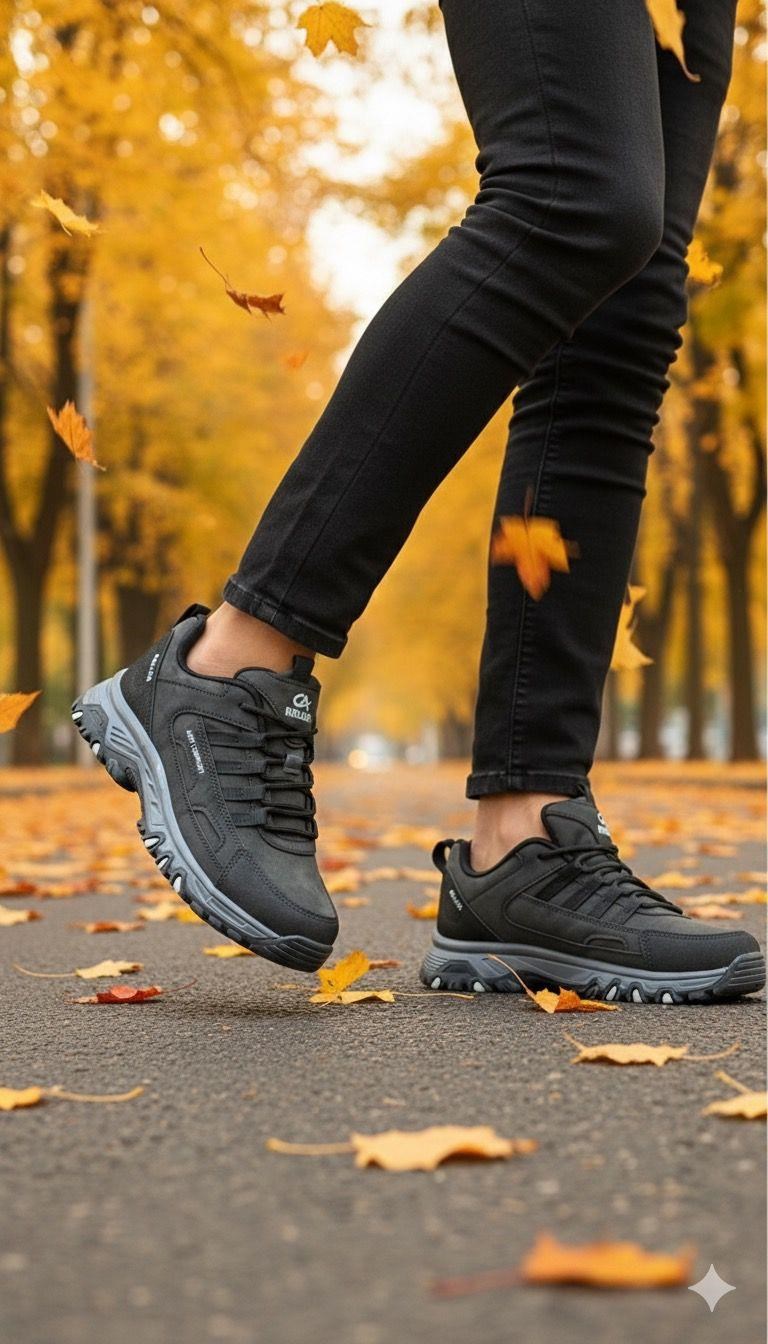 Erkek Su Geçirmez Ortopedik Outdoor Ayakkabı - Siyah Füme
