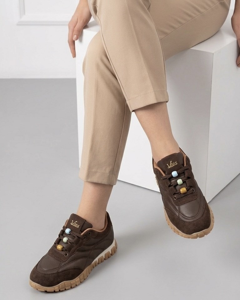 Kadın Bağcıklı Casual Sneaker Ayakkabı - Kahve