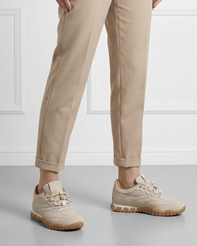 Kadın Bağcıklı Casual Sneaker Ayakkabı - Bej