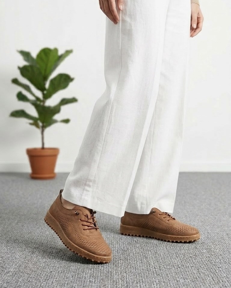 Kadın Bağcıklı Casual Süet Ayakkabı - Taba