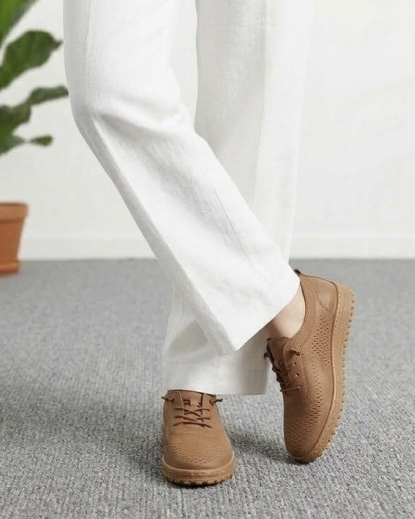 Kadın Bağcıklı Casual Süet Ayakkabı - Taba