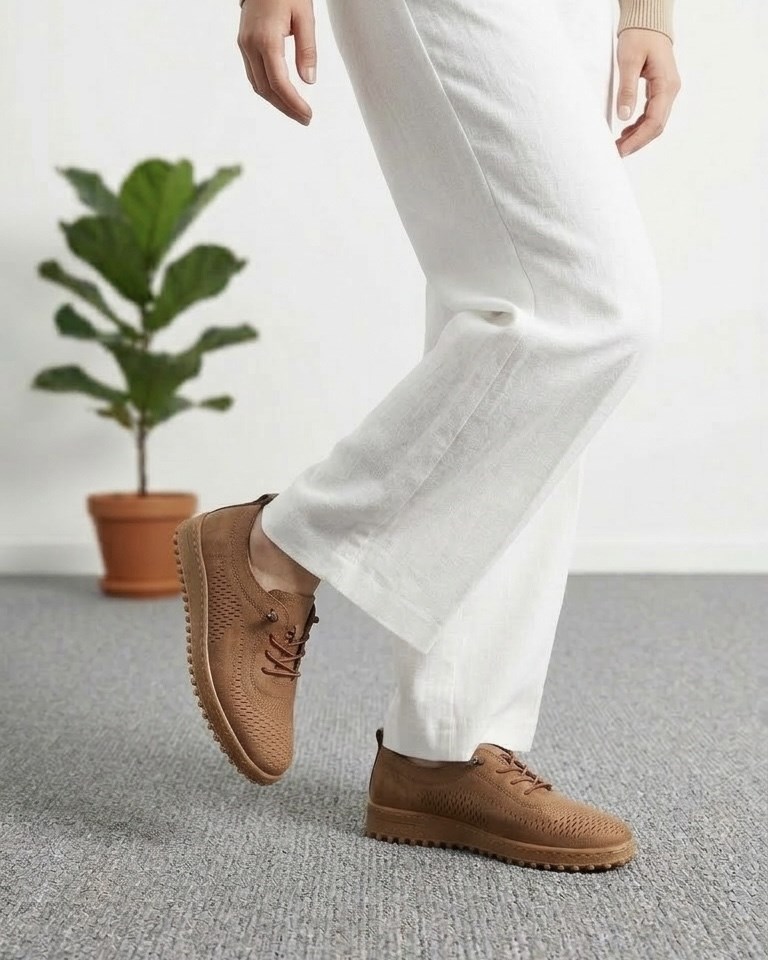 Kadın Bağcıklı Casual Süet Ayakkabı - Taba