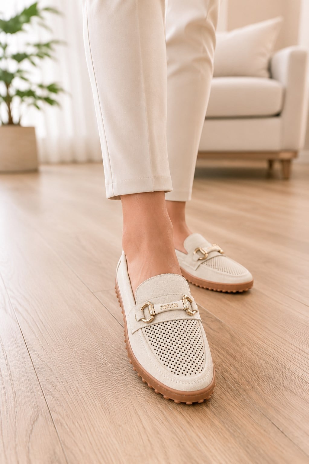 Kadın Tokalı Günlük Loafer Süet Ayakkabı- Siyah