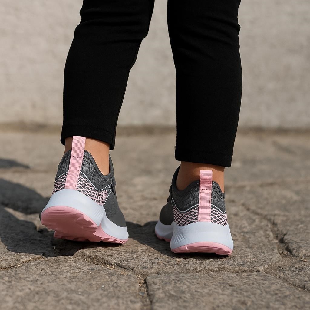 Unisex Çocuk Bağcıklı Poli Taban Triko Spor Ayakkabı-Füme-Beyaz