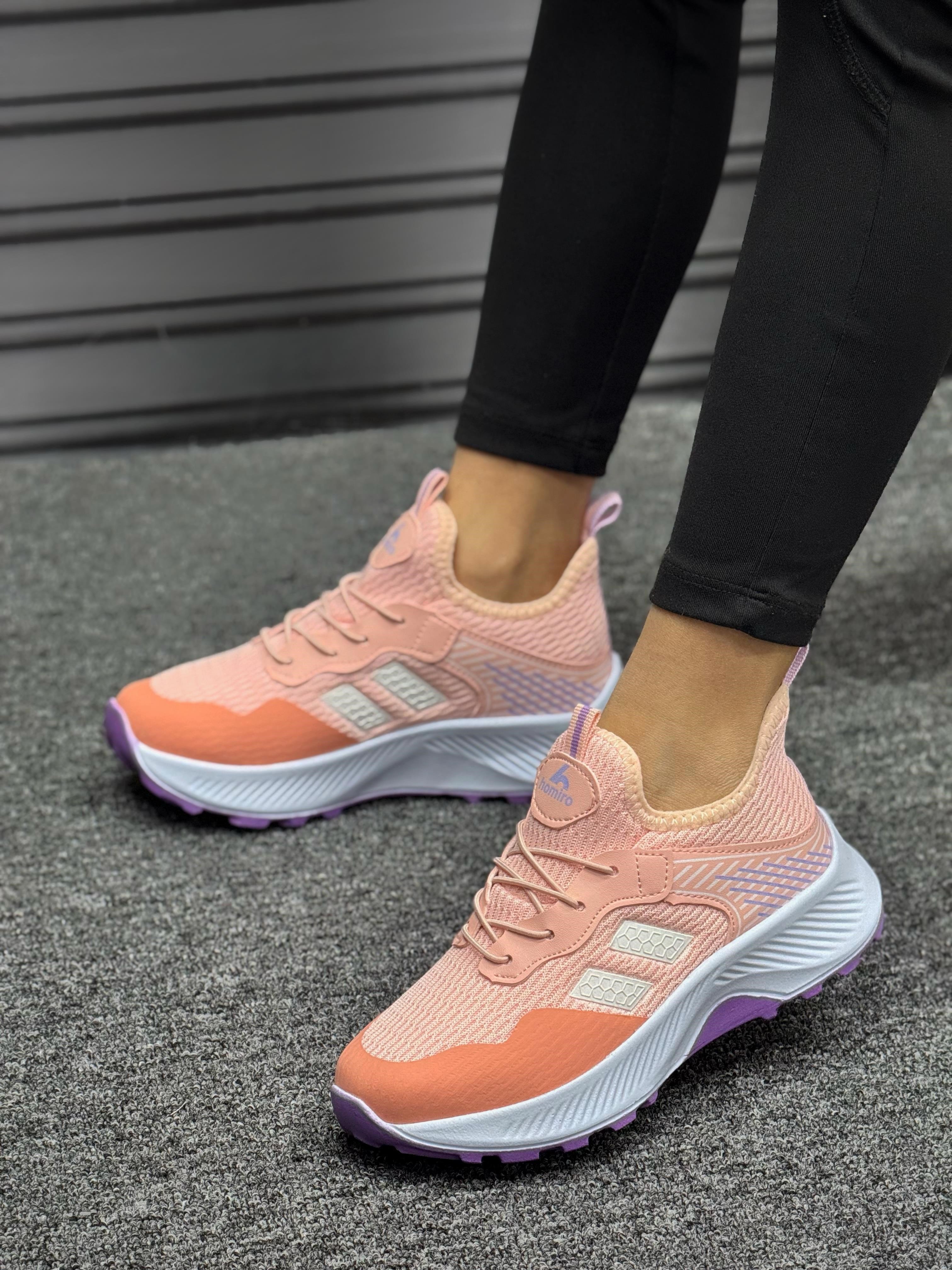 Unisex Çocuk Bağcıklı Poli Taban Triko Spor Ayakkabı-Pudra-Lila
