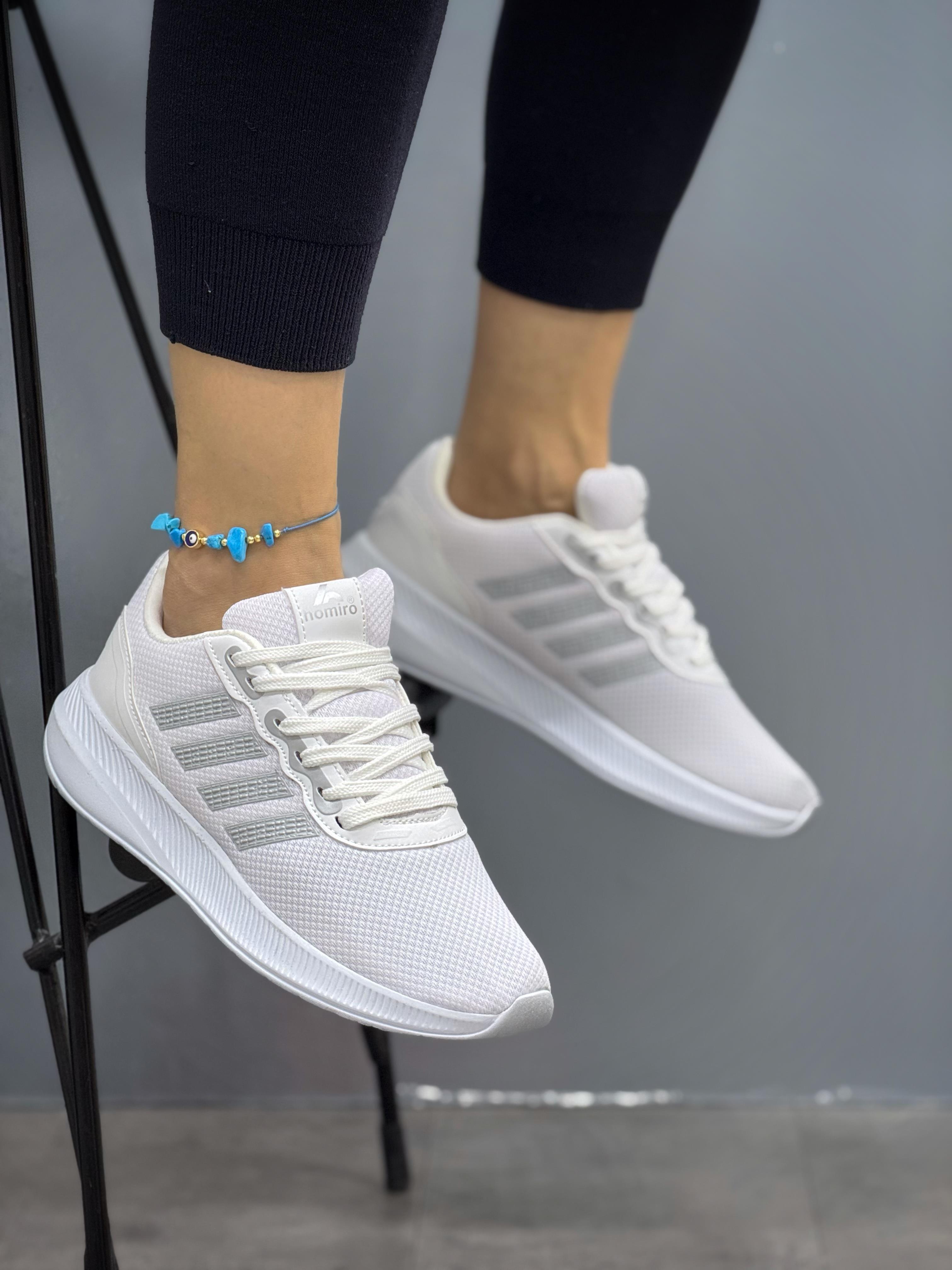 Unisex Fuspetli Poli Taban Spor Ayakkabı-Beyaz