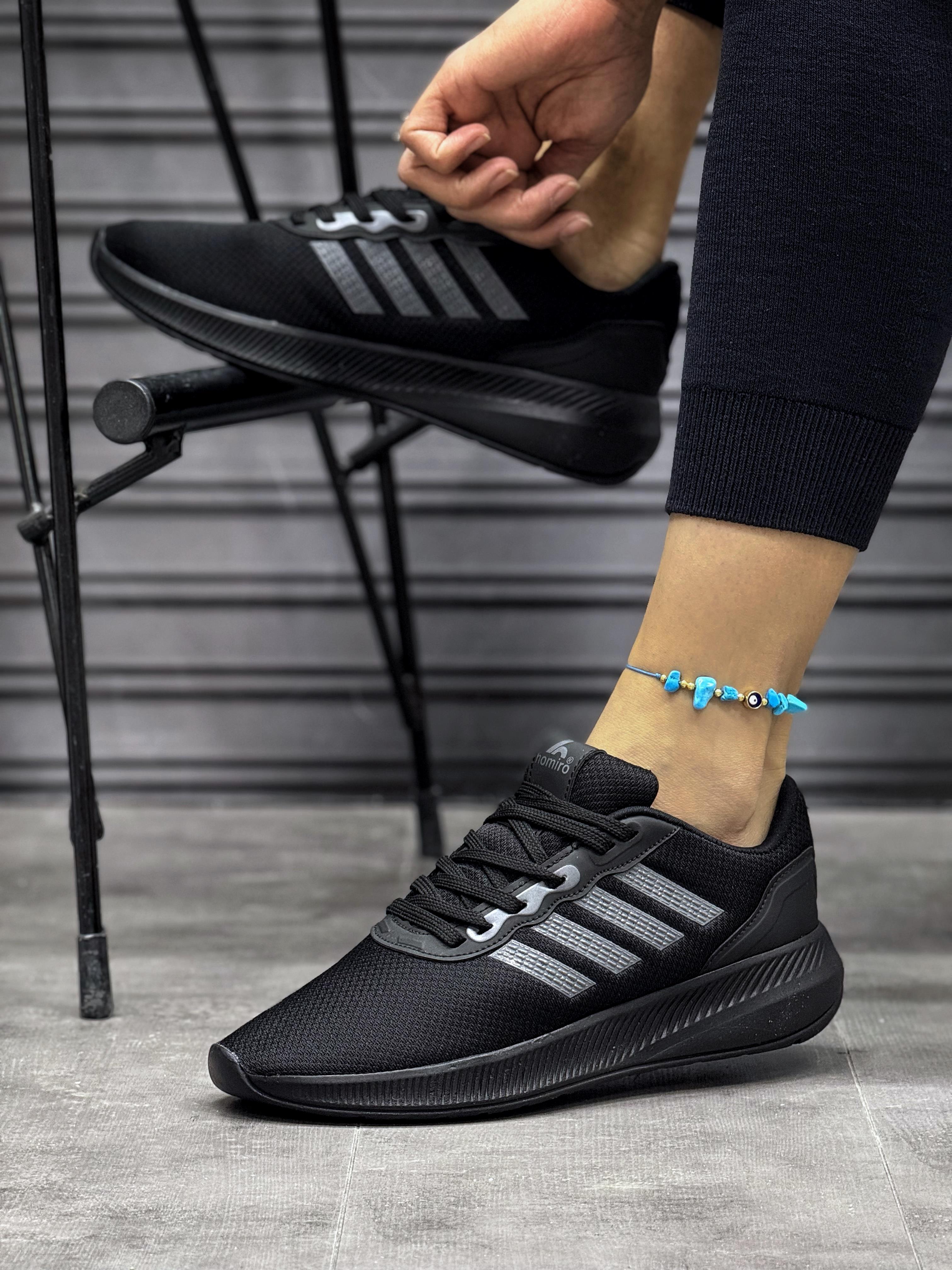 Unisex Fuspetli Poli Taban Spor Ayakkabı-Siyah-Füme