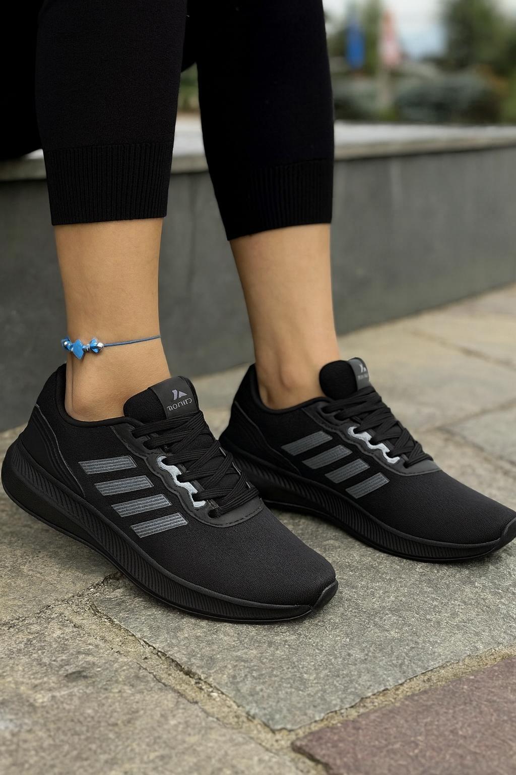 Unisex Fuspetli Poli Taban Spor Ayakkabı-Siyah-Füme