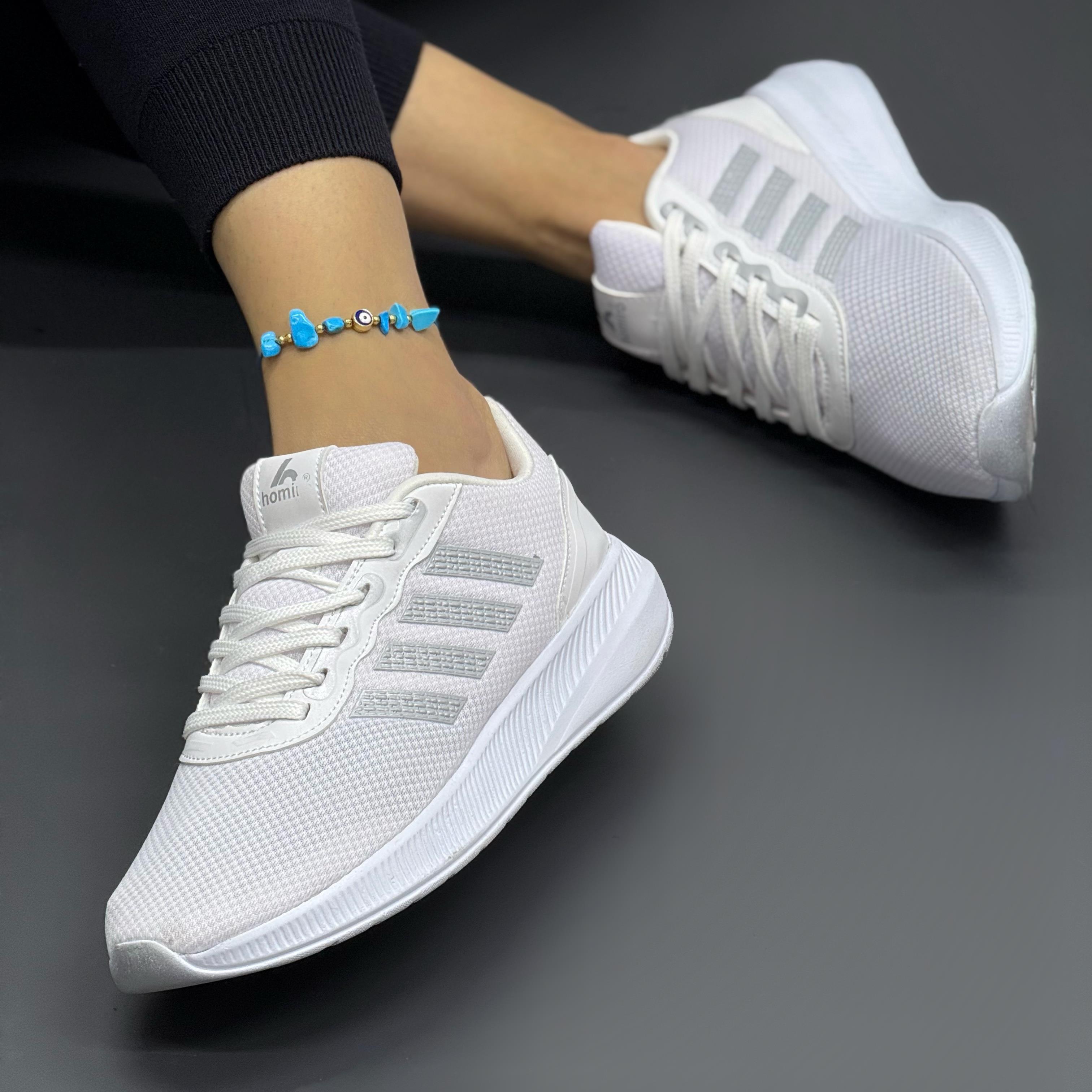Unisex Fuspetli Poli Taban Spor Ayakkabı-Beyaz