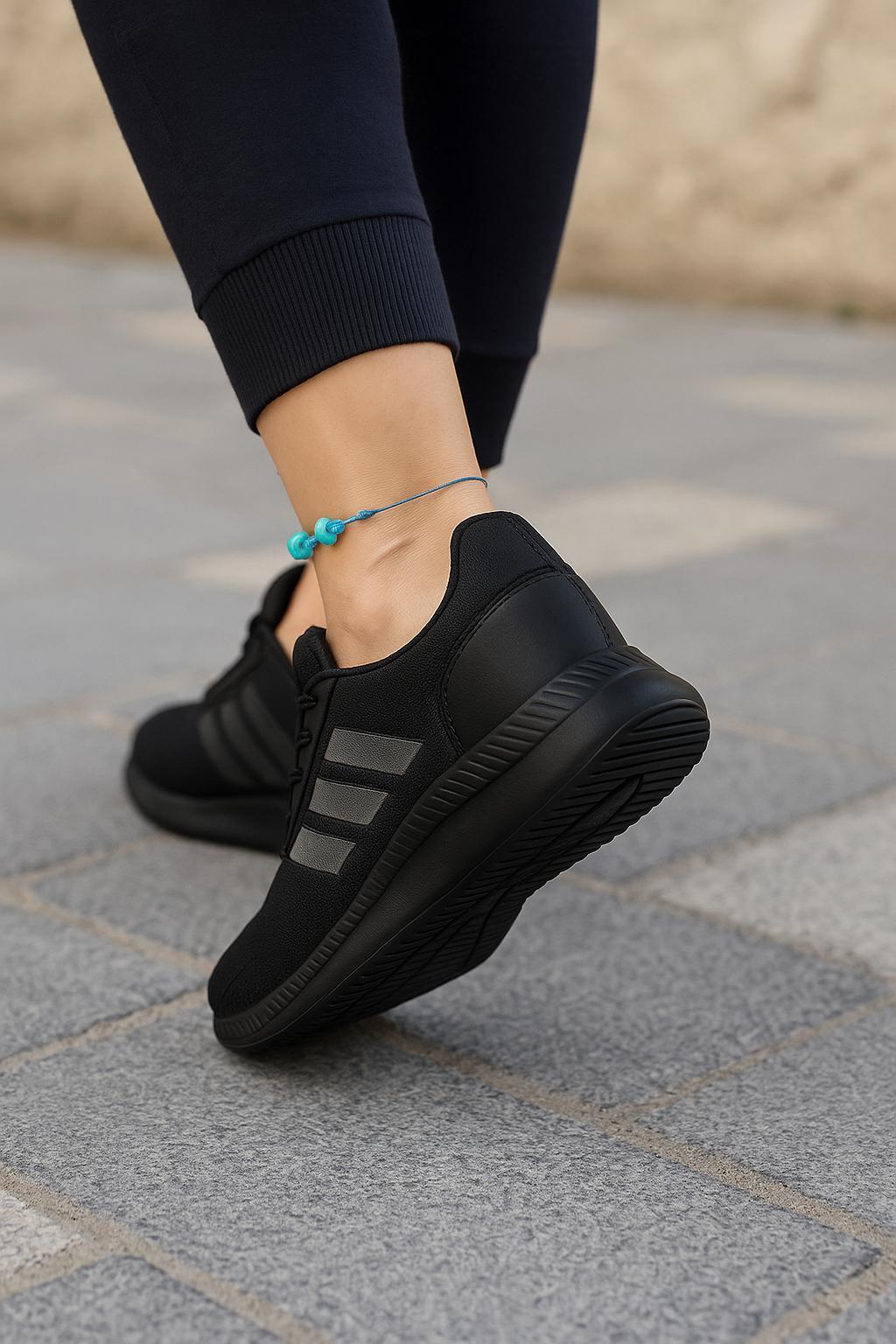 Unisex Fuspetli Poli Taban Spor Ayakkabı-Siyah-Füme