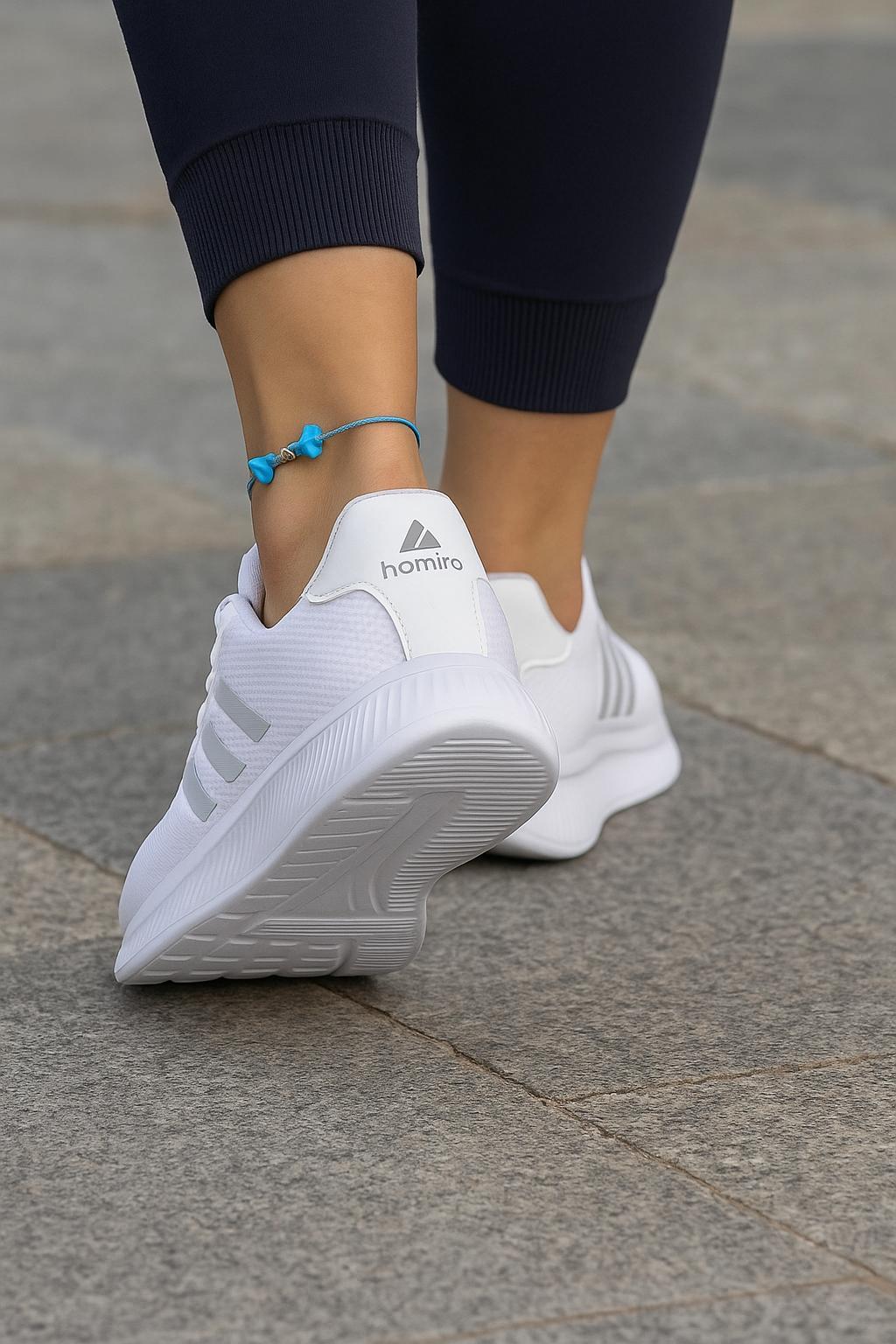 Unisex Fuspetli Poli Taban Spor Ayakkabı-Beyaz