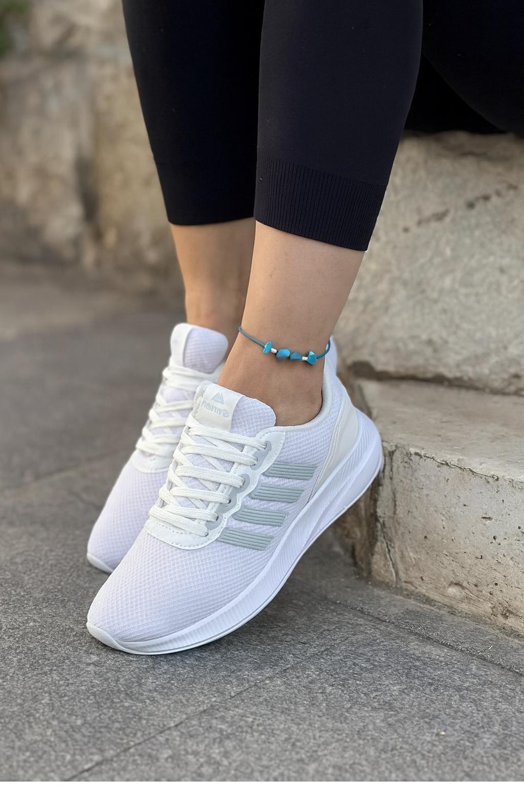 Unisex Fuspetli Poli Taban Spor Ayakkabı-Beyaz