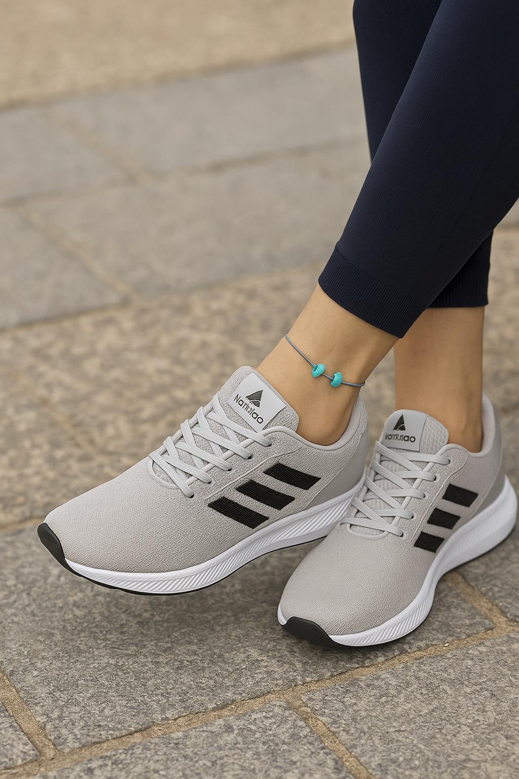 Unisex Fuspetli Poli Taban Spor Ayakkabı-Buz-Siyah