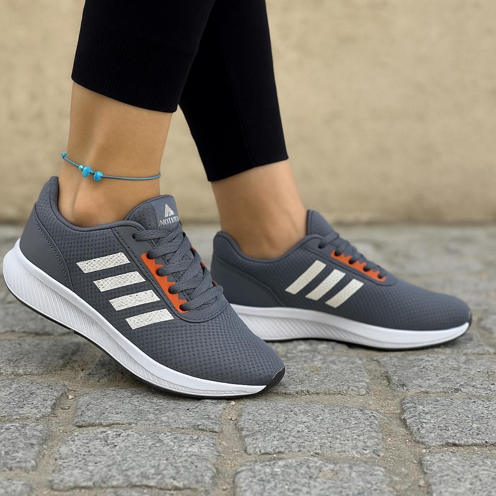 Unisex Fuspetli Poli Taban Spor Ayakkabı-Füme-Beyaz