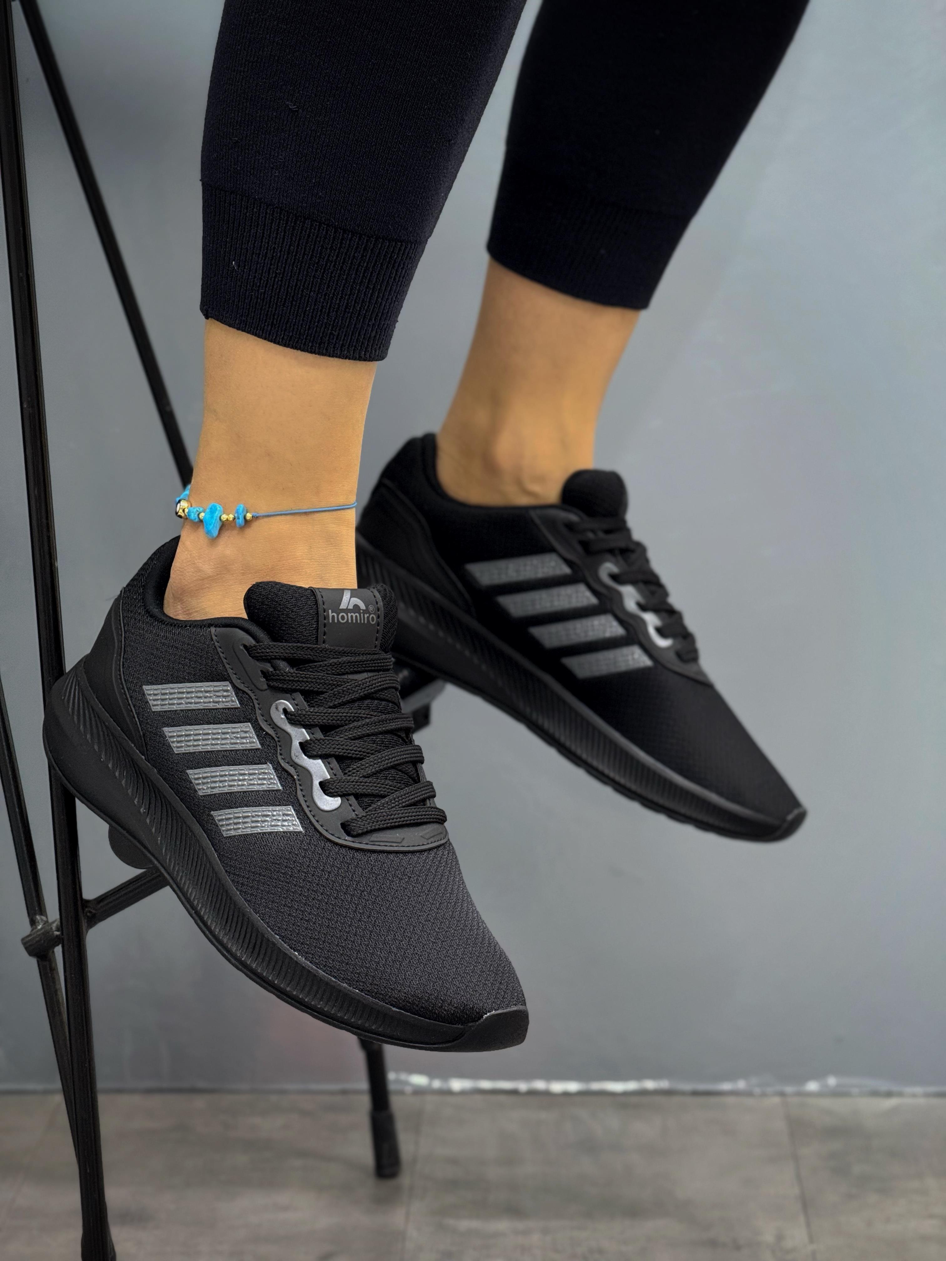 Unisex Fuspetli Poli Taban Spor Ayakkabı-Siyah-Füme
