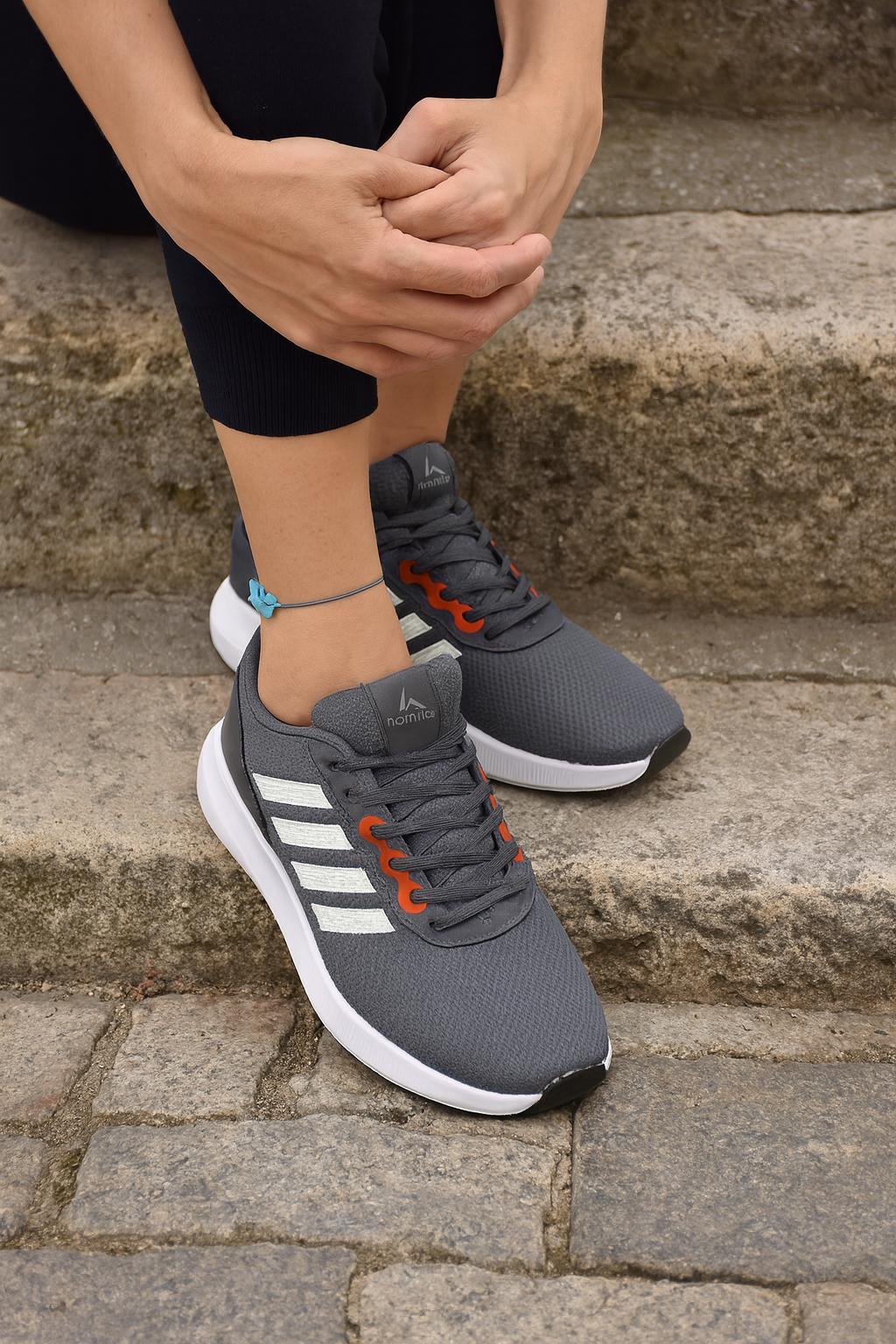 Unisex Fuspetli Poli Taban Spor Ayakkabı-Füme-Beyaz