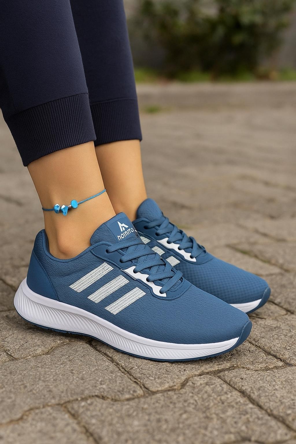 Unisex Fuspetli Poli Taban Spor Ayakkabı-Mavi